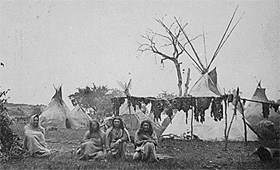 A Cheyenne encampment, probably in 1870.